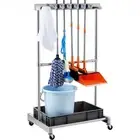 10 Slot Garden Tool Organizer with Wheels Yard Tool Rack for Garage Storage and