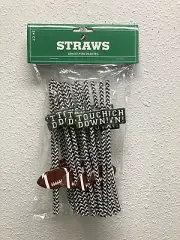 FOOTBALL PAPER STRAWS 24ct Striped w/Football and “Touchdown” Novelty Sports