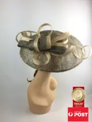 Scala Sinamay Fascinator Melbourne Cup Wide Brim Party Fashion Hat Snake Print