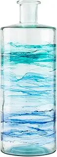 H&h Frances Vase in Recycled Glass Decorated Light Blue H 40 cm