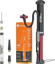 [Tiakia] Mini Bike Floor Pump with Gauge 220psi High Pressure Compact Bike Pump Aluminum Tire Pump Portable Bicycle Air Pump fits Schrader Presta Valve Hand Pump for Road Mountain Bike Balls