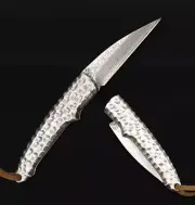 Hot Mini Damascus Blade Folding Knife Pocket Survival Foldable Keychain Pendant