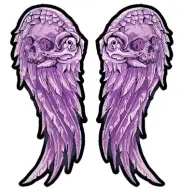 NEW LETHAL THREAT PURPLE SKULL WINGS EMBROIDERED PATCH 11.5"x12.5" LT30234