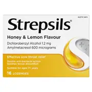16 Pack Strepsils Sore Throat Relief Honey & Lemon Lozenges