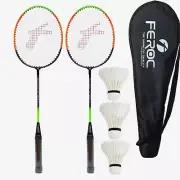 Aluminium Badminton Racket with 3 Pieces Feather Shuttles with Full-Cover Set