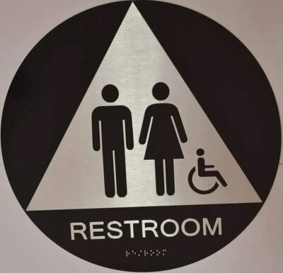 Unisex ACCESSIBLE Restroom CA - (Aluminum, Black, 12 Diameter) The-REF24-1027