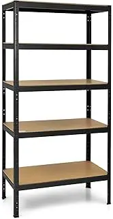 [Giantex] 1.8M x 0.9M Garage Shelving, 5-Tier Storage Shelves, Steel Garage Rack with Adjustable Shelves, Freestanding Shelving Unit, Multi-Use Storage Shelf for Garage Kitchen Warehouse (Black)