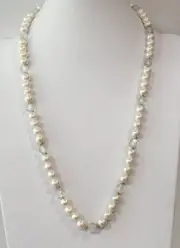 Vintage 1990s Faux Pearl Lucite Necklace 24”
