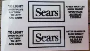 TWO BRAND NEW COLEMAN SEARS CLEAR/BLACK INK LANTERN RECTANGULAR STICKER DECAL