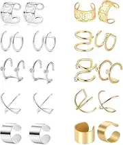 10 Pairs inless Steel Ear Cuff Helix Cartilage Clip on Earrings Non Piercing Cartilage Earrings for Women Girls Supplies, 5 Styles by LEEQ, 20 Count (Pack of 1), Rose Gold Alloy Steel