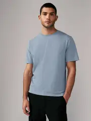 Light Sky Blue Regular Fit Essential Crew Neck Cotton T-Shirt (E00188) | $15