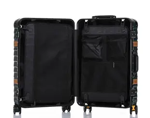 29吋萬向輪拉桿箱 鋁框皮箱 旅行箱 行李箱 硬式復古登機箱 黑色內裡