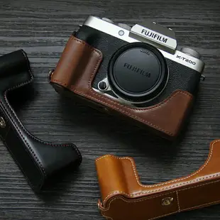 適用Fujifilm/富士X-T200相機包 xt100底座真皮半套 復古皮套手柄
