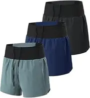 [STKARCV] 3PCS Men 2 in 1 Double Deck Running Fitness Training Pants Men's Racing Wear Jogging Workout Sports Shorts