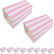 HOODANCOS 24pcs Vintage Paper Popcorn Bucket Snack Bowl Striped Wavy Edge Valentine's Day Party Supplies