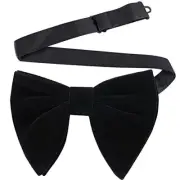 Men Pre-Tied Oversized Big Velvet Bow Tie Pocket Black Velvet Bow Tie 1 Pack