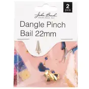 John Bead Dangle Pinch Bail 22mm 2/Pkg-Gold (Pack of 3)