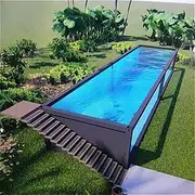 20ft/40ft Prefab Steel Frame Swimming Pool – Large Family Container Pool with Customizable Fiberglass, Portable Outdoor Pool