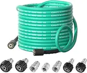 Flexible Pressure Washer Hose 25FT X 1/4",Kink Resistant 3600 PSI Power Washer Hose,Extension Replacement Hose,M22 14mm Fittings & 3/8'' Quick Connect Kit For Gas Electric Pressure Washer(25FT)