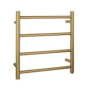 Electric Heated Towel Rack Wall Mounted Towel Rail 4 Bars Round Brushed Yellow Gold