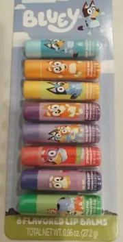 Bluey 8 Flavored Lip Balms Total Net Weight 0.96oz New