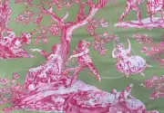 1.97 Yd Manuel Canovas La Musardiere French Countryside Cotton Fabric Pink Green