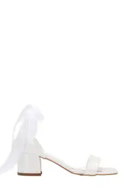 Forever & Always Shoes Athena Low Heel Sandals with Ribbon in Ivory at Nordstrom, Size 6.5