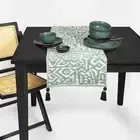 Thyme & Table Table Runner, Green and White Geometric, 14 x 72"
