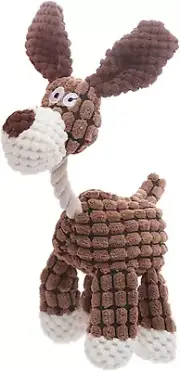 Plush Donkey Dog Toy, Dog Chew Toy for Teething Puppies (Brown)