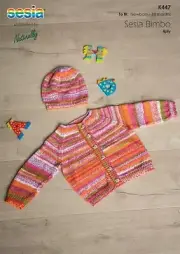 Pattern Leaflet K447 Cardigan & Hat By Sesia Size Newborn-18Months