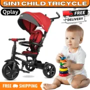 5 In1 Tricycle Qplay Red Bike Trike Baby Prams Kids Stroller Toddler Ride-On Toy