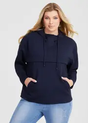 [Virtuelle] Taking Shape Modal Half Zip Hoodie Size 18 in Navy - Plus Size Women's Clothing Navy
