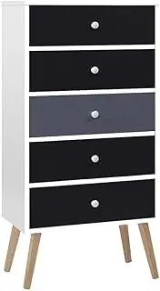 [Artiss] Chest of Drawers 5 Drawer White Tallboy, Dresser Clothes Storage Cabinet Organizer Lowboy Bedside Table Bedroom Furniture Home Living Room Hallway Entryway