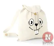 Beaver face backpack funny cute holiday school college organic cotton day bag