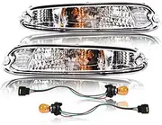 PIT66 Front Bumper Turn Signal Lights, Compatible with Mazda MX-5 Miata 1990 1991 1992 1993 1994 1995 1996 1997 W/Bulbs Clear Lens 8BN151060 8BN151070 Halogen Clear Lens