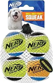 Nerf Dog Squeak Tennis Balls Dog Toy, X-Small 4 Pieces