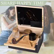 Large Wood Bamboo Box with Lock Home Decorative Box Locking Tray Glass Jars Tool