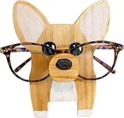 [TREETDOBV] Creative Animal Shape Glasses Stand Wooden Corgi Eyeglass Spectacle Holder Stand Sunglasses Display Rack Cute Pet Eyeglass Display Ornaments Home Office Desk Decor Corgi Glasses Stand(#1)