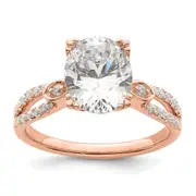 2.00ct. CZ Solid Real 14k Rose Polish 2ct Oval Engagement Dia Ring