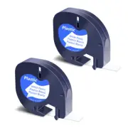 2PCS Black on White Refills Tape Label for DYMO LetraTag LT100H/100T 91331 1/2"