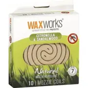 WaxWorks 10 Natural Mozzie Repellent Coils Citronella & Sandalwood