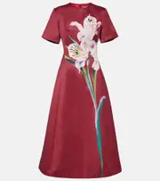 [Leo Lin] Leo Lin Caroline floral satin midi dress UK 14 burgundy