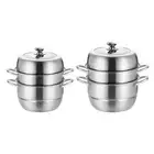 Stainless Steel Steamer Pot with Lid Steam Cooker Multipurpose Portable Stockpot