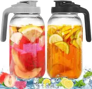 2 Pack Glass Pitchers Lid 64 Oz Sun Tea Pitcher Half Gallon Mason Jar Pitcher