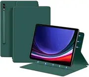 Magnetic Leather Case for Samsung Galaxy S8/S9 & Tab S7/S9 FE Plus, Slim Protective Cover with S Pen Holder, Auto Wake/Sleep Function (S9 FE Plus 12.4 inch,Green)
