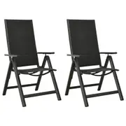 Folding Garden Chairs 2 pcs Textilene and Aluminium Black vidaXL