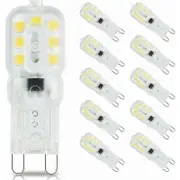 10 x 3W G9 LED Bulbs, Equivalent to 33W Halogen Bulbs, 6000K Daylight White, 800lm, Flicker Free, Non-Dimmable, G9 Energy Saving Bulbs, 360 Beam Angle