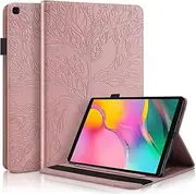 CXTCASE for Samsung Galaxy Tab A 10.1 2019 (SM-T510/T515) Case Embossed Tree PU Leather Case Wallet Flip Cover Stand Function Tablet Case for Samsung Galaxy Tab A 10.1 2019 (SM-T510/T515) - Rose Gold