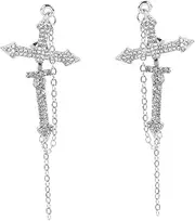 [LIFKOME] 1 Pair Stylish Unisex Earrings Vintage Rhinestone Inlaid Cross Ear Studs for Special Occasions Durable Material Creative and Conspicuous Design Great for Photography Props