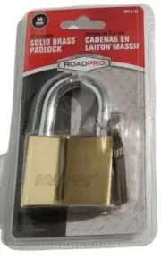 Roadpro Solid Brass Padlock 50mm 1" Shackle Keyed Lock 1" Nickel Plate